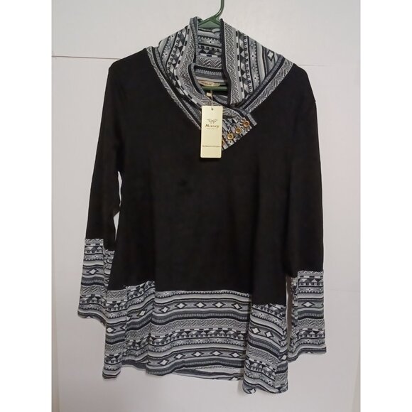 Miusey Tops - Miusey Women's LS Cowl Neck Form Fitting Casual Tunic Top Blouse(Black, Gray L)